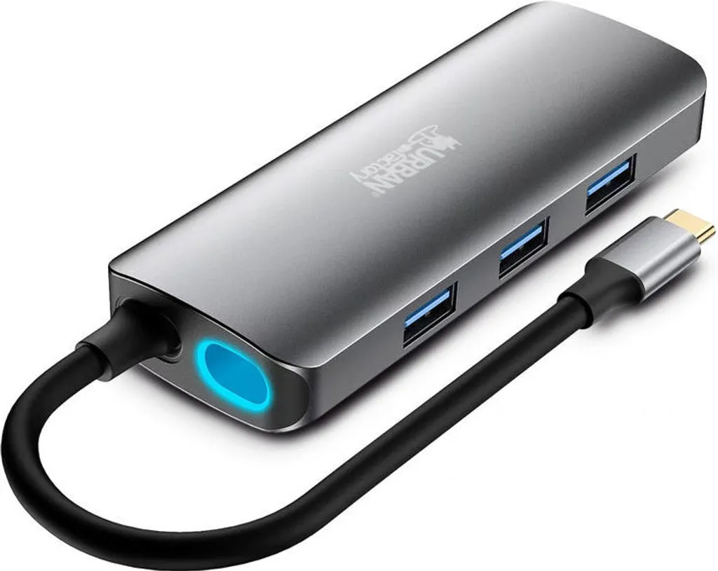 Urban Factory MHC55UF Hub USB-C 3.2 Gen 1 Gris Sidéral 100W Ethernet