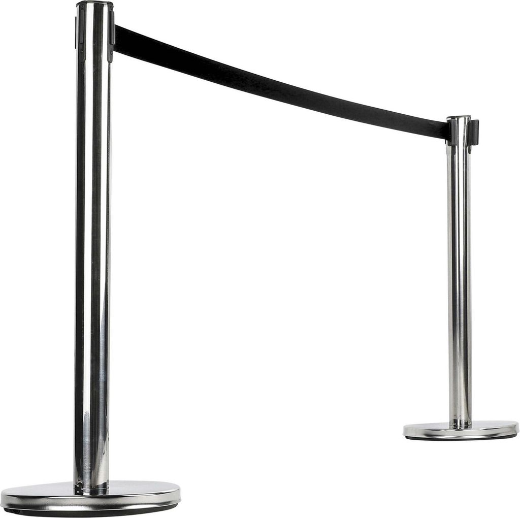Absperrpfosten Edelstahl 2er Set schwarzer Gurt 200cm 95197