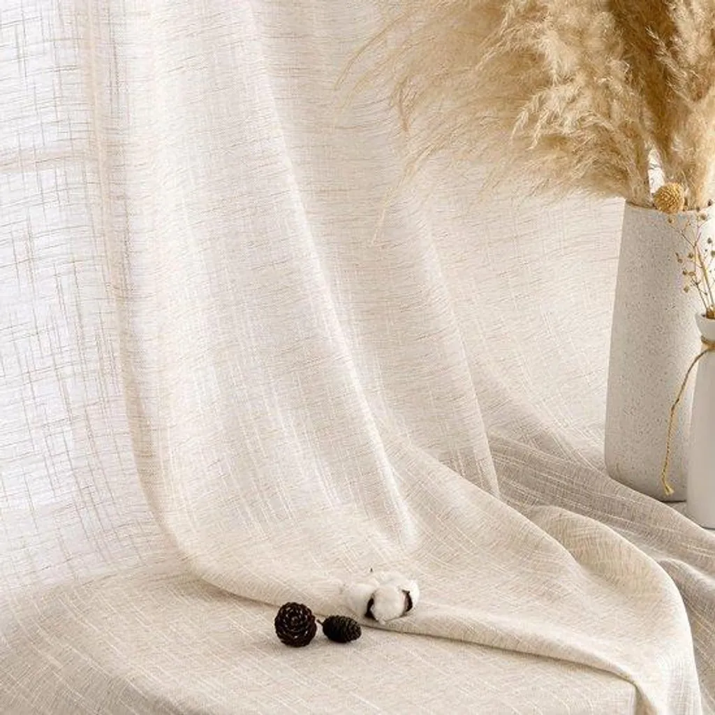 Paire de rideaux blancs 140 x 160 cm anti-vis-à-vis pour intérieur clair