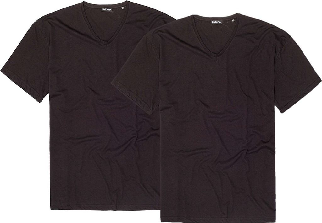 Übergrössen T-Shirt Doppelpack Kurzarm V-Neck LAVECCHIA LV-123 Schwarz 6XL