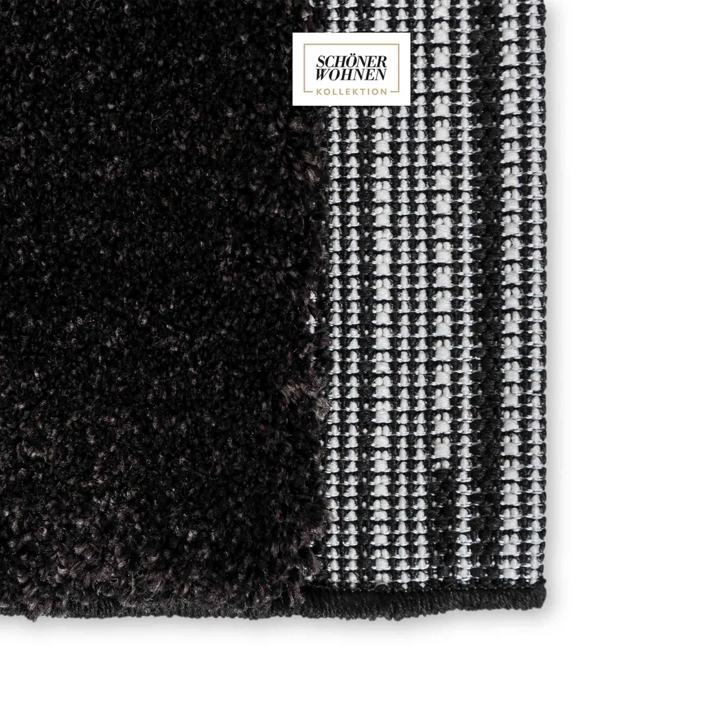 Tapis poils longs Noir Winsome 140x200 cm haute densité et moelleux - 3