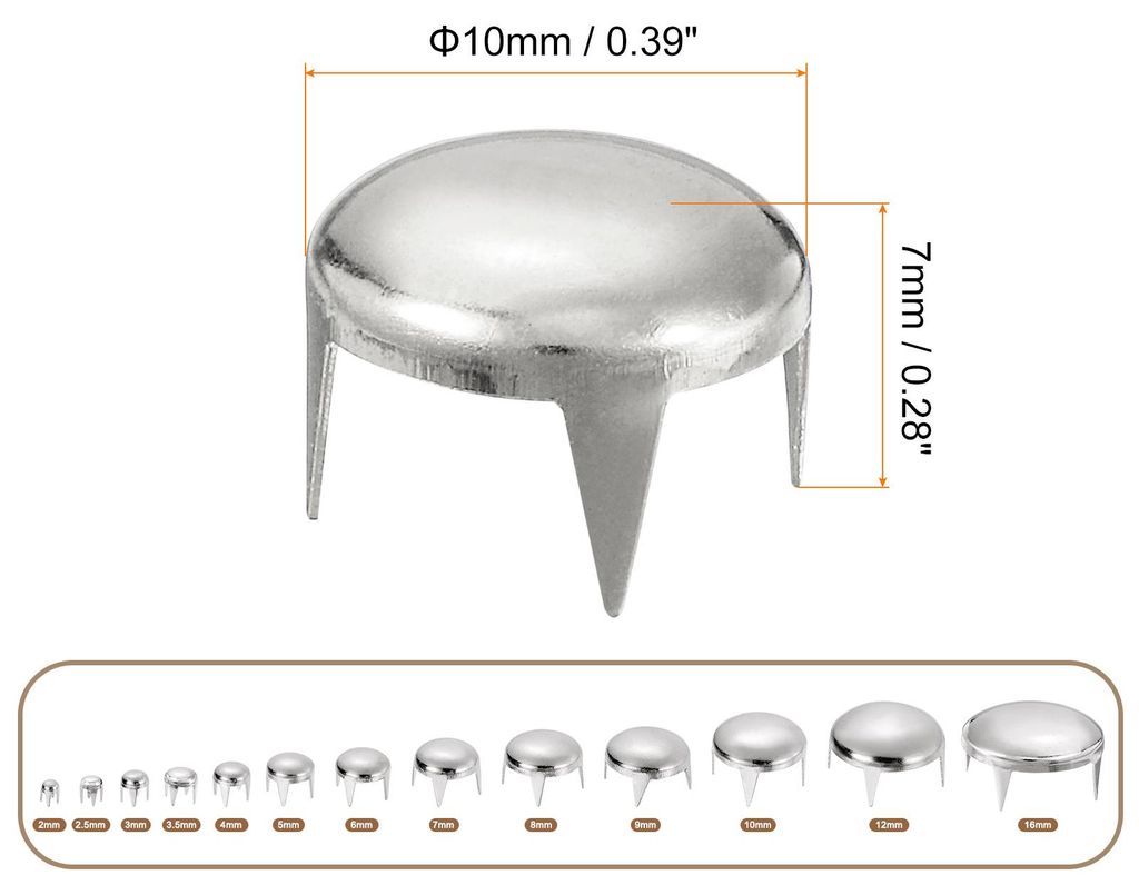 80 Stš¹ck Silberne runde Kuppelnieten, 10mm Messing Kuppel Punk Nieten Rock Nagelk?pfe Krallenperlen fš¹r DIY Kleidung Gš¹rtel Tasche Schuhe ...