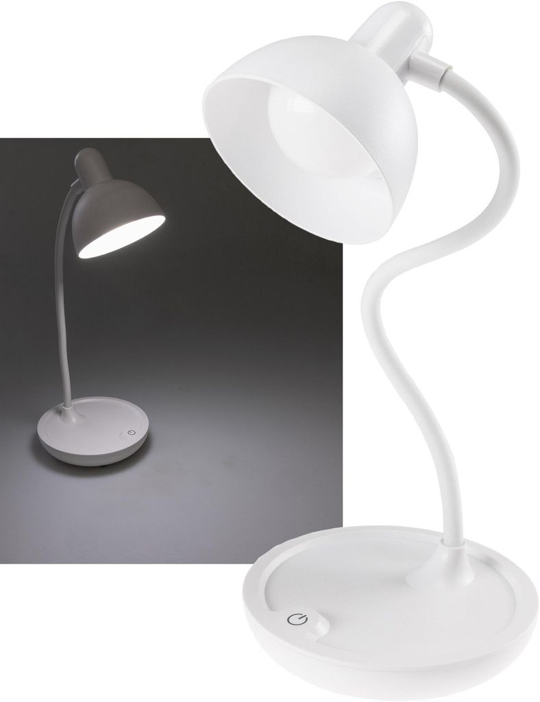 LED Tischleuchte mit Schwanenhals Batterie dimmbar warmweiß Produktbild 