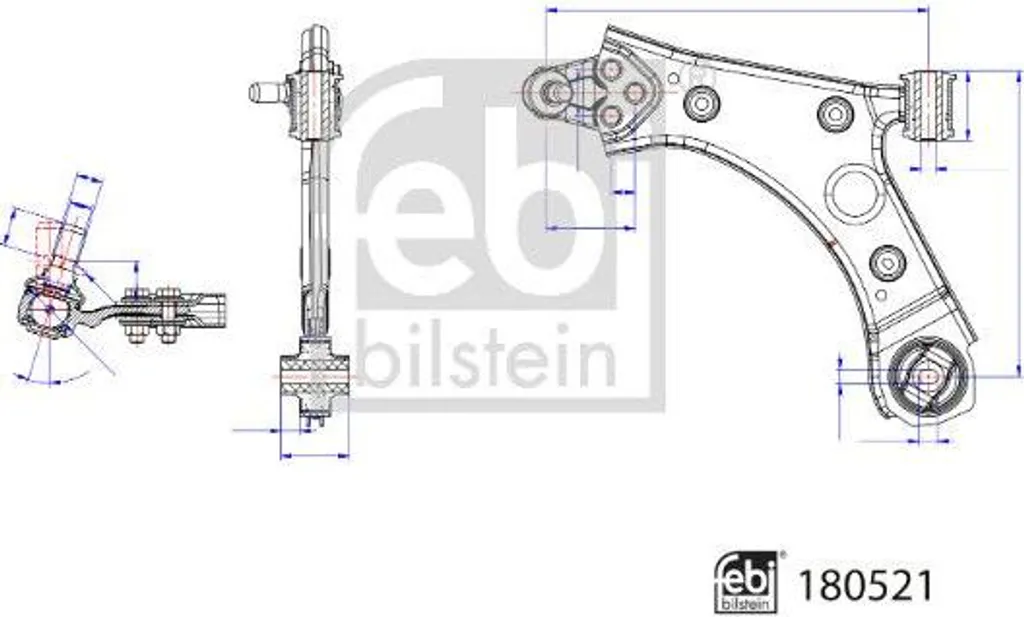 Bras de suspension avant pour Jeep Compass, kit FEBI 180521 OE 18011AB