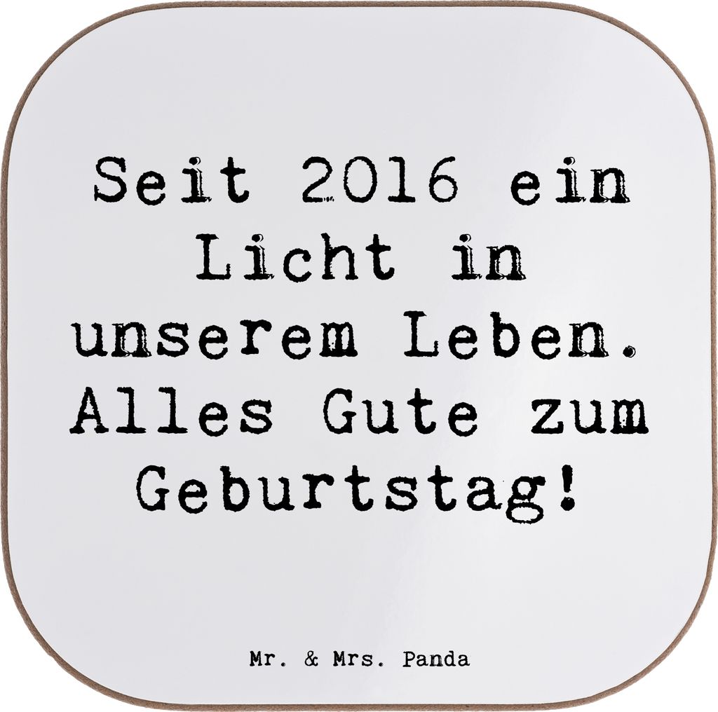 Mr. & Mrs. Panda Untersetzer für Gläser Spruch 2016 Geburtstag - Weiß - Geschenk, handgefertigte Geschenke, emotionale Botschaft, Tischuntersetz...