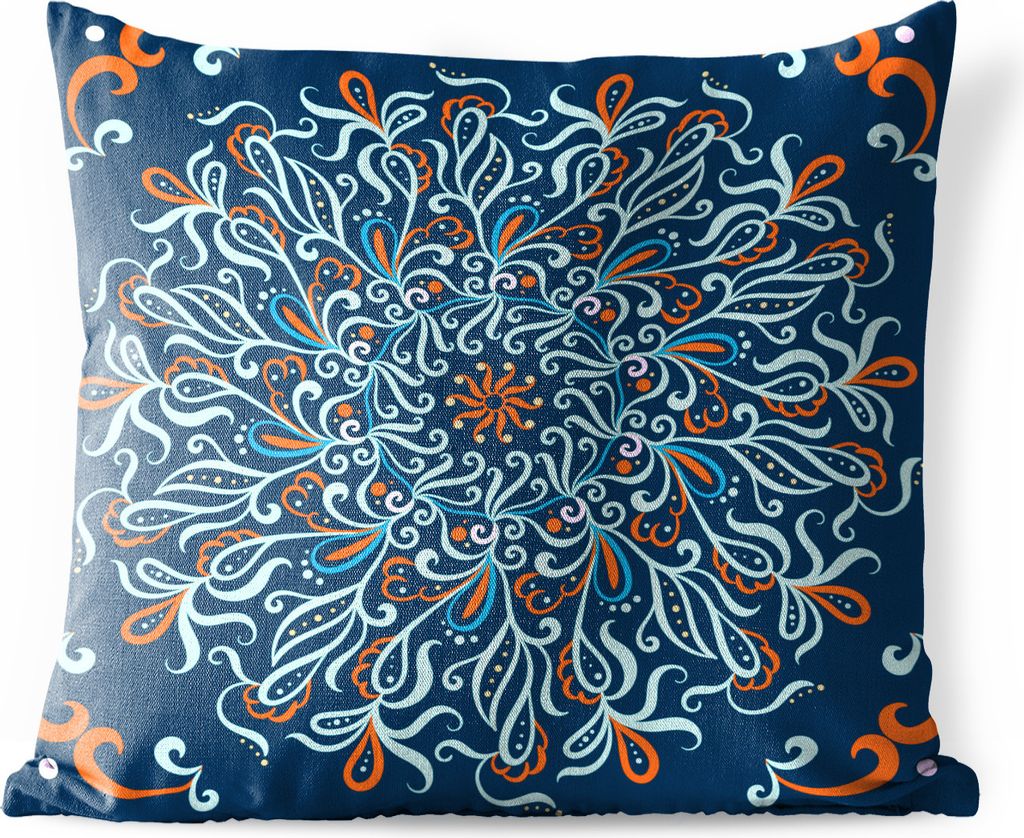 MuchoWow Outdoor Kissen - Mandala - Blau - Muster - 45x45 cm - Wetterfest - Lounge Kissen - Fotokissen - Dekoratives Kissen