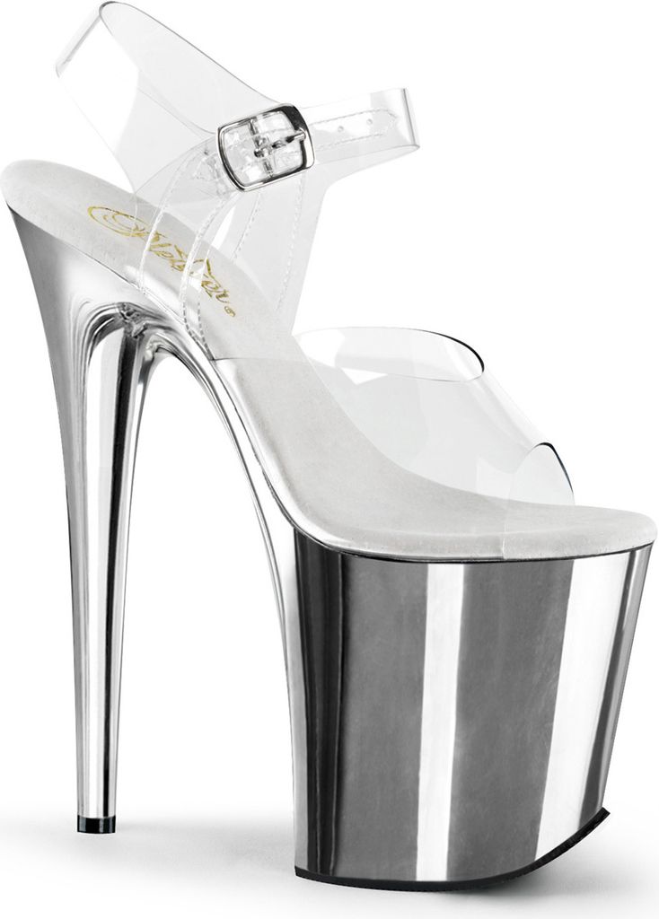 FLAMINGO-808 Damen Sandale von Pleaser, Transparent Silber Produktbild 