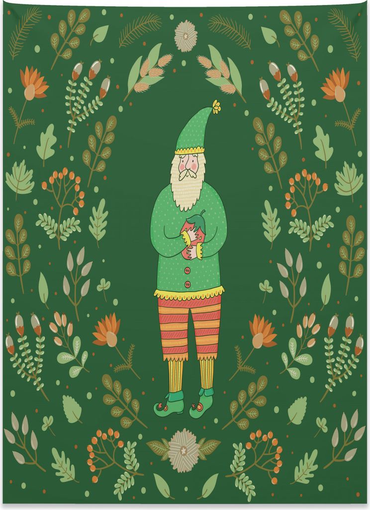 Abakuhaus Gnom Wandteppich, Botanische Kräuter und Zweige aus Weiches Mikrofaser Stoff Kein Verblassen Klare Farben Waschbar, 110 x 150 cm, Ingwer