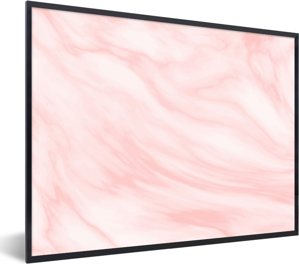 MuchoWow Gerahmtes Poster Marmor - Rosa - Weiß - Luxus - Marmoroptik 40x30 cm - Poster mit Schwarzem Bilderrahmen Wandposter Rahmen Foto Bilder ...