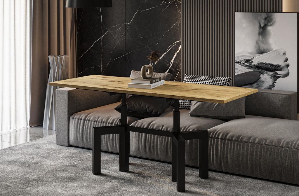 ENDO-Möbel Couchtisch Oliana, ausziehbar 110-170cm und höhenverstellbar (Eiche Artisan)