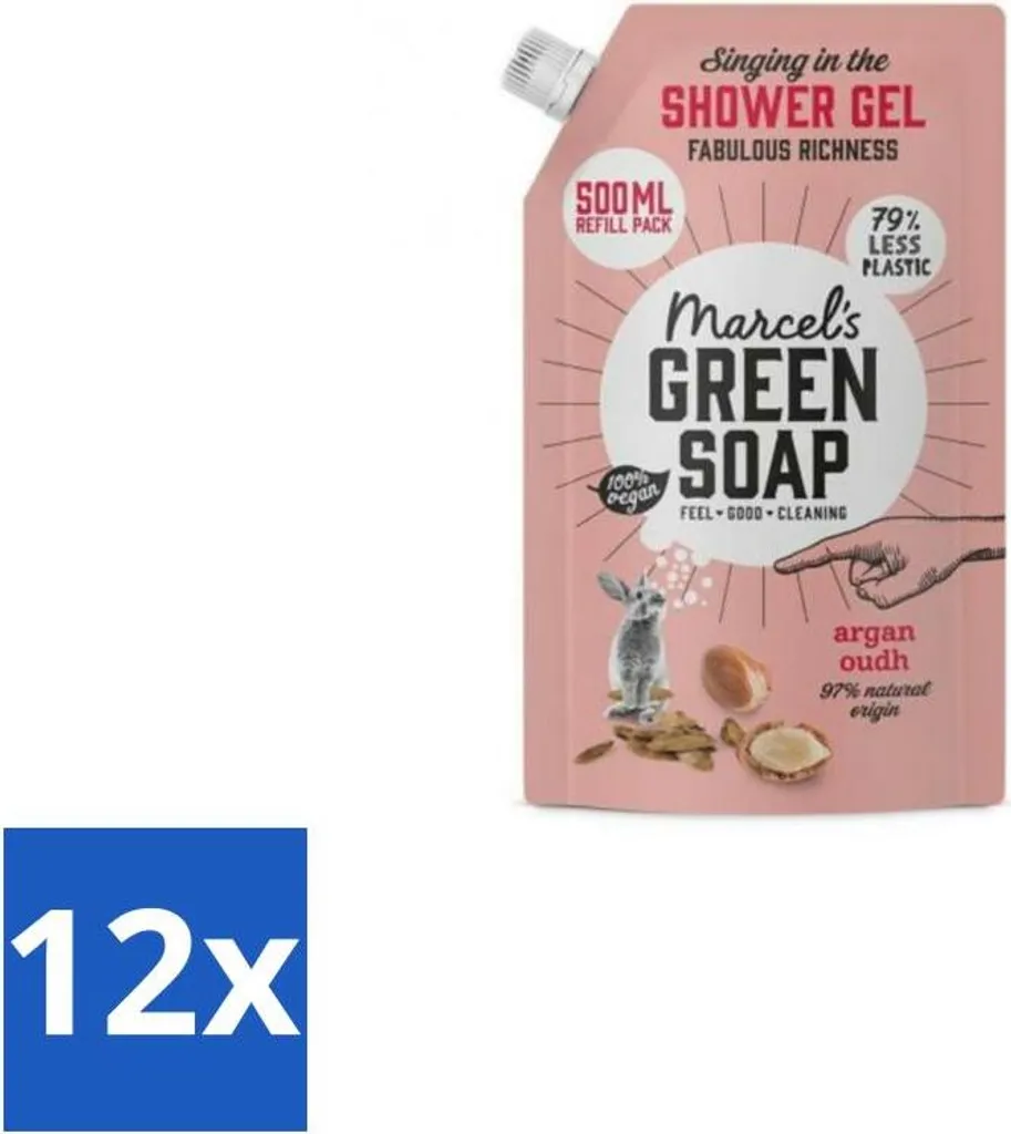 Marcel's Green Soap Gel Douche Argan & Oudh Recharge 500ml Pack de 12