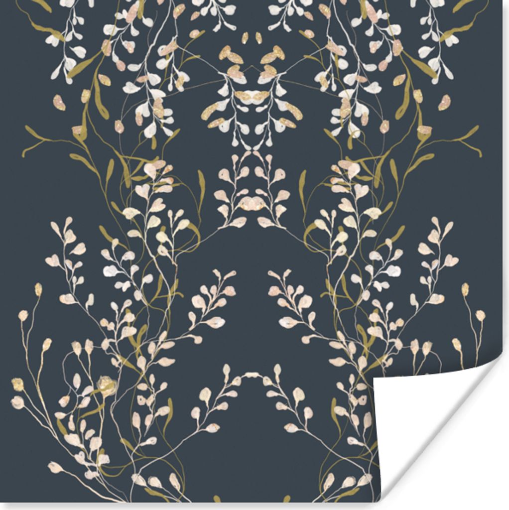 MuchoWow Poster Pastell - Design - Blau - Blumen 30x30 cm - Wandposter - Printing