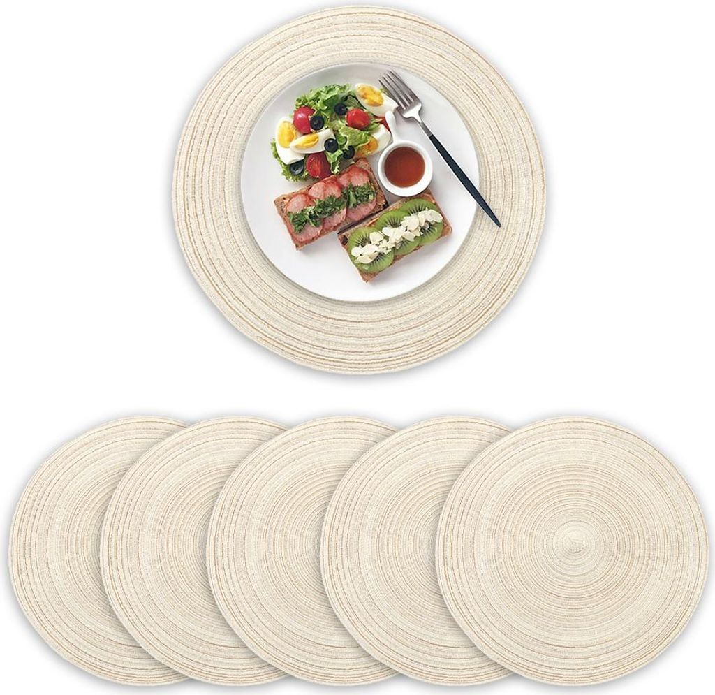 Runde Platzsets, 6er-Set, aus gewebter Baumwolle, hitzebeständig, rutschfest, abwaschbar, 11 cm (4,33 Zoll) Durchmesser