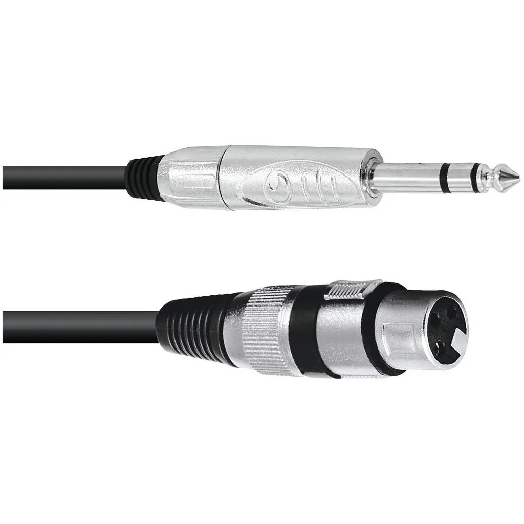 OMNITRONIC Câble Adaptateur XLR Femelle vers Jack 6.35mm Stéréo 2m Noir