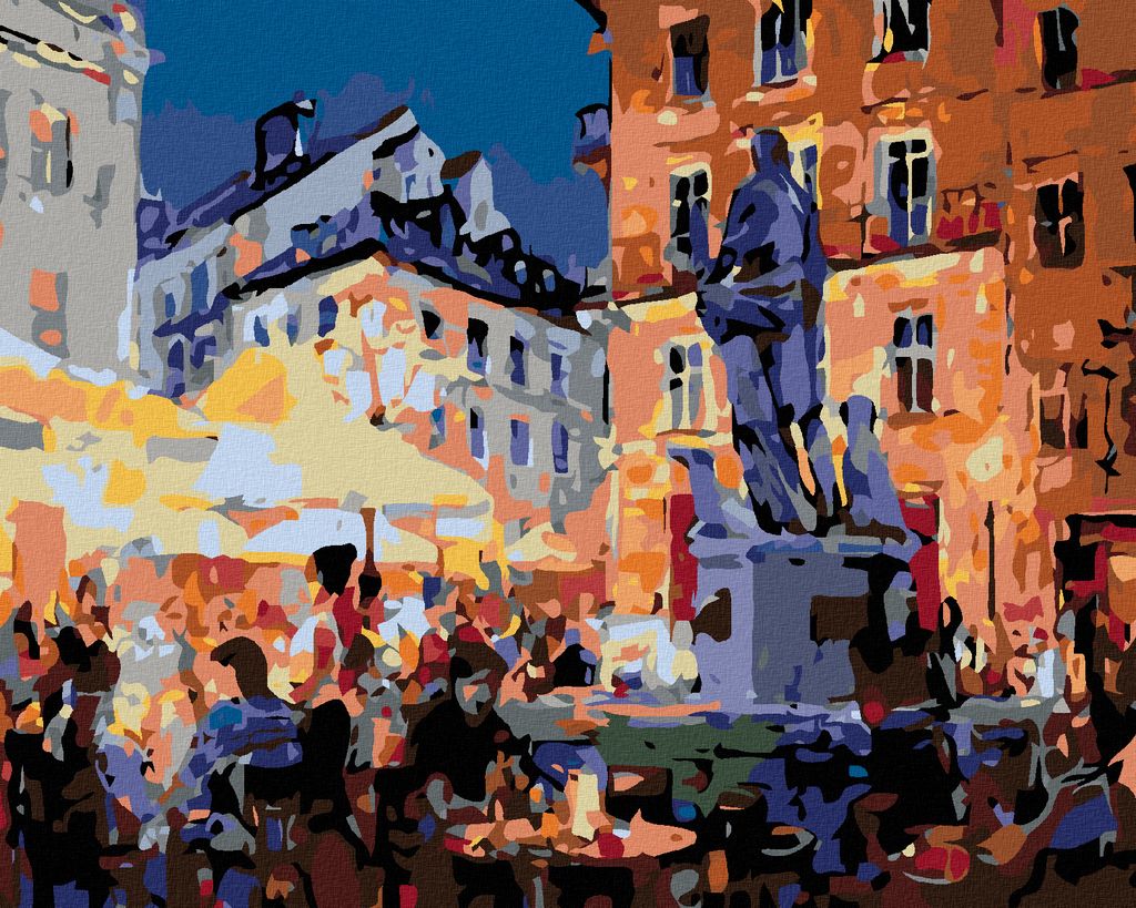 Zuty - Malen nach Zahlen - RESTAURANT UNTER DER STATUE, 40x50 cm, ohne Keilrahmen