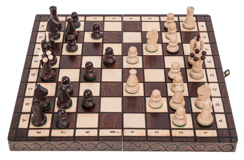 Schachspiel Schach aus Holz Schachbrett Handarbeit Schöne Schafiguren 35x35 cm 