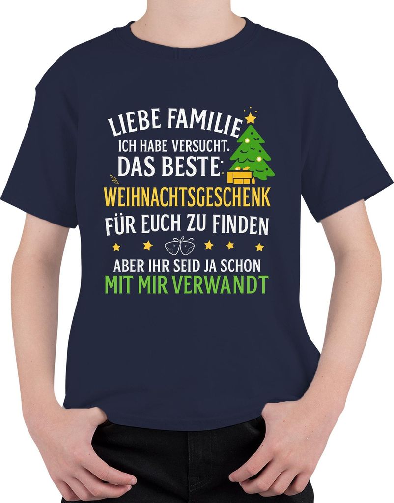 Liebe Familie bestes Weihnachtsgeschenk lustig verwandt Spruch Uni Kinder T-Shirt, Navy, 152