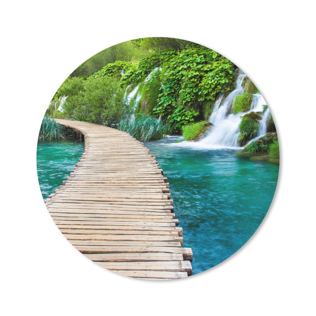 MuchoWow Mauspad Mousepad Brücke - Wasser - Pflanzen - Wasserfall - Grün 20x20 cm - Mousepads - Maus Mat - Pad - Mausunterlage - Schreibtischmatte