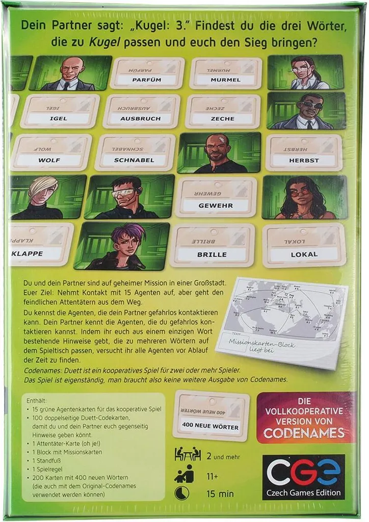 Jeu de cartes Duo de noms de code : version duel et coopération totale