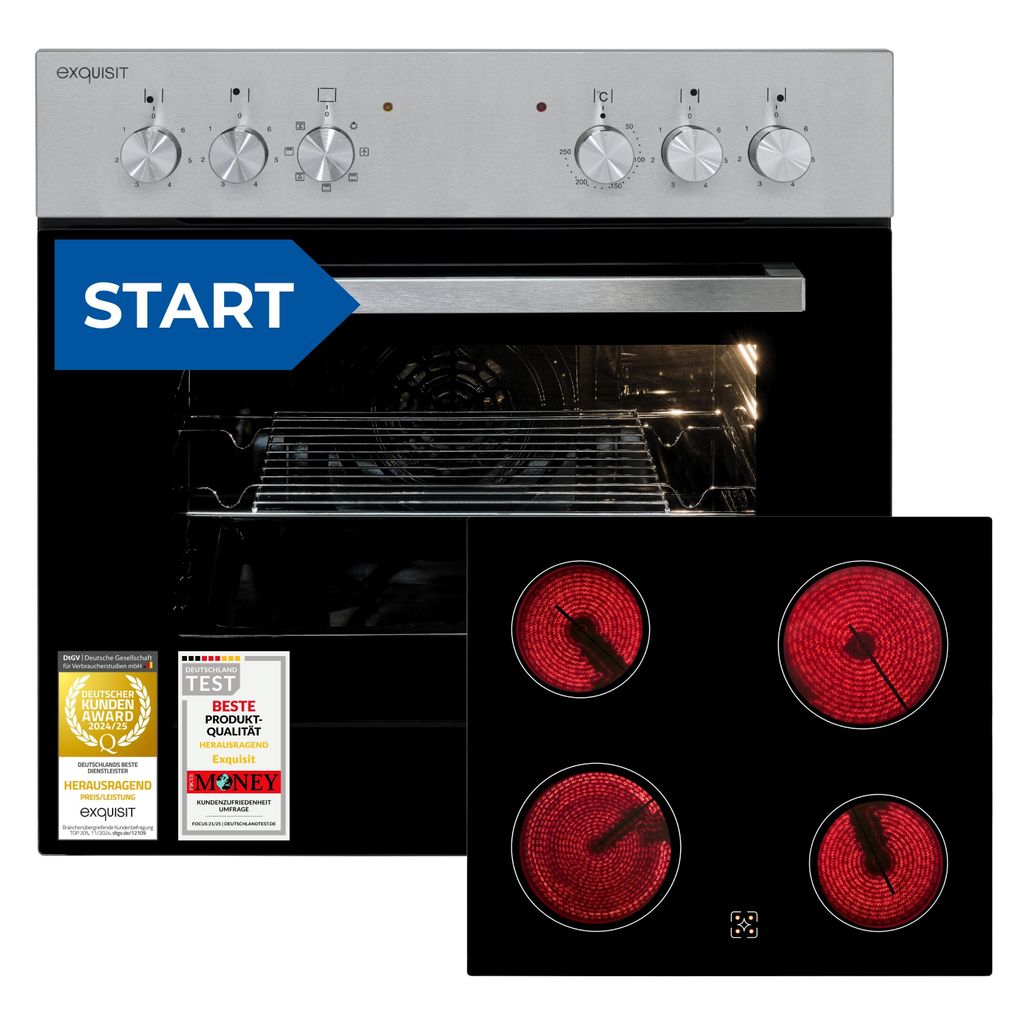 Exquisit Herd-Set, 58 Liter, Elektro-Backofen mit Kochfeld, Produktbild 