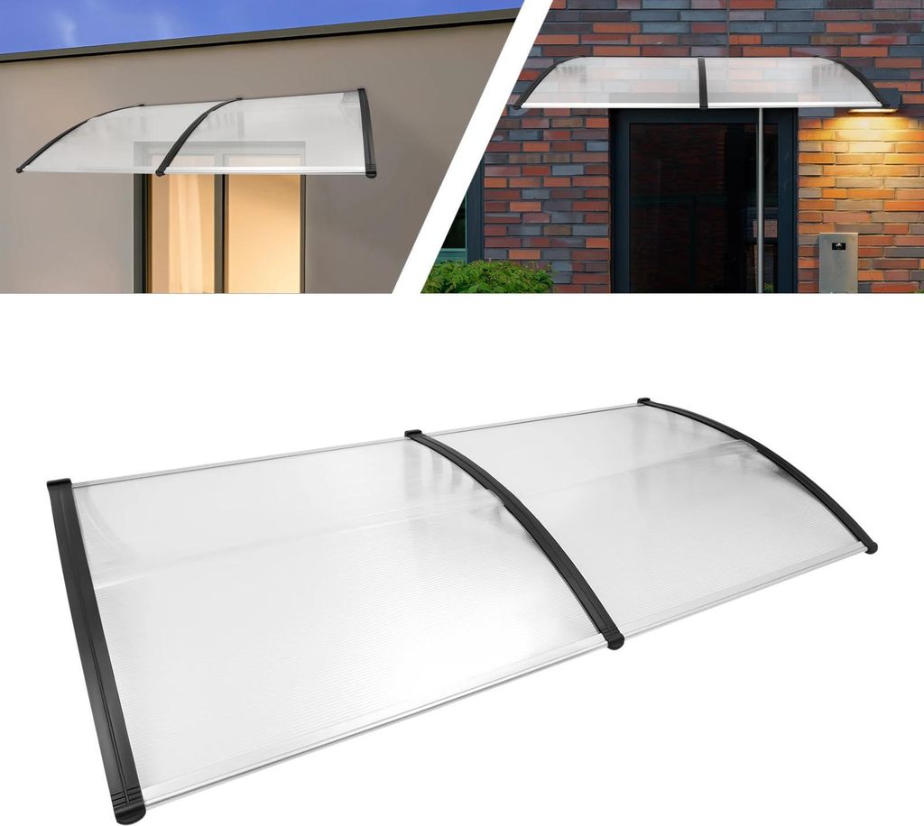 Haustür-Vordach, Polycarbonat Wandmontage, UV-, Regen- & Schneeschutz, 78,74×35,43×9,44 Zoll