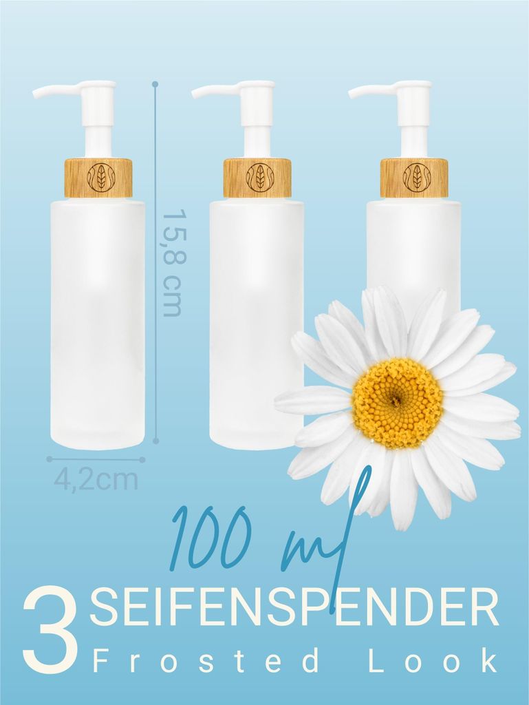 Glasflaschen mit Seifenspender, mit Geschenkverpackung, 100 ml - 3 Stück