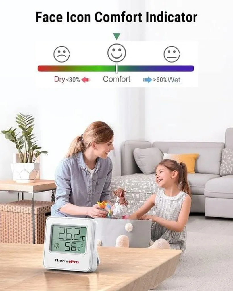 Thermomètre TP357 Bluetooth 80m avec Application et Hygromètre Blanc