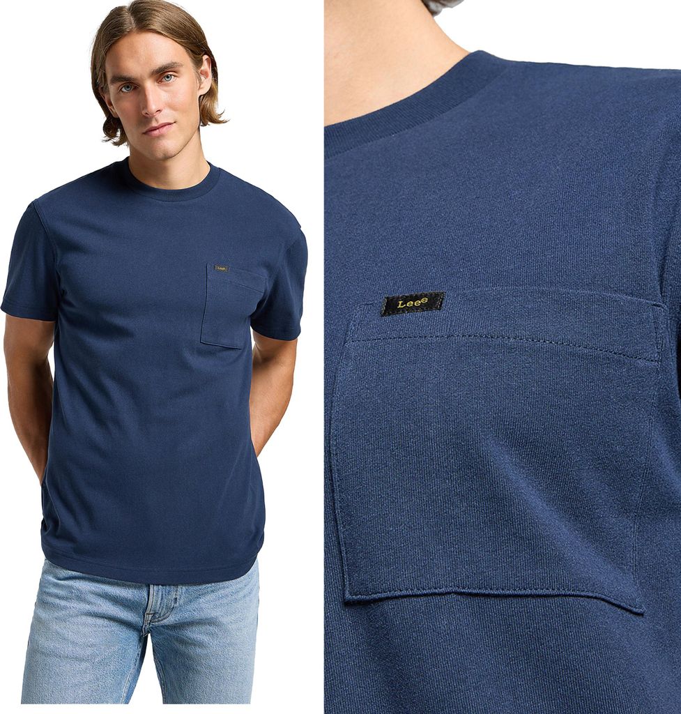 LEE Herren, T-Shirt RELAXED POCKET TEE, S, Blau, sport, tshirt, shirt