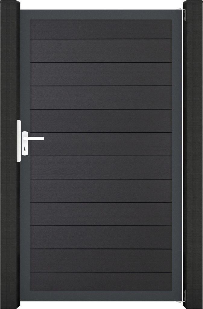GroJa Solid Steckzaun Universal Einzeltor mit Anthrazitrahmen Anthrazitgrau