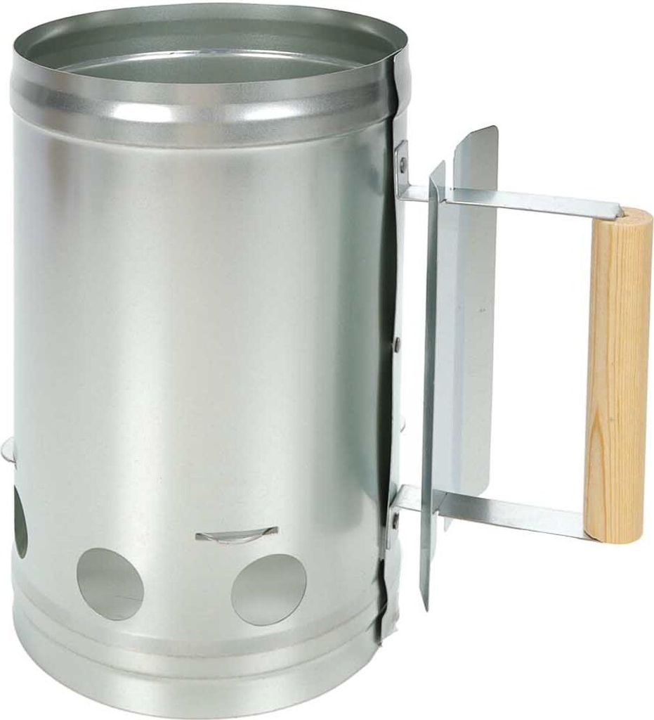 Kohleanzünder, Anzündkamin für Kohle oder Briketts für Grill oder Feuerkorb etc. aus verzinktem Stahlblech mit Hitzeschutz sowie hitzebeständi...