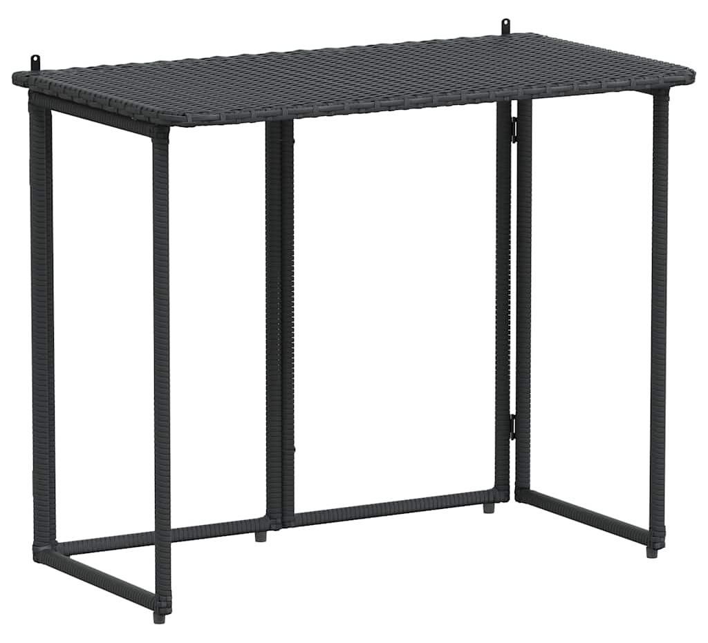 vidaXL Skladací záhradný stôl čierny 90x51x75 cm polyratan Obrázok produktu 
