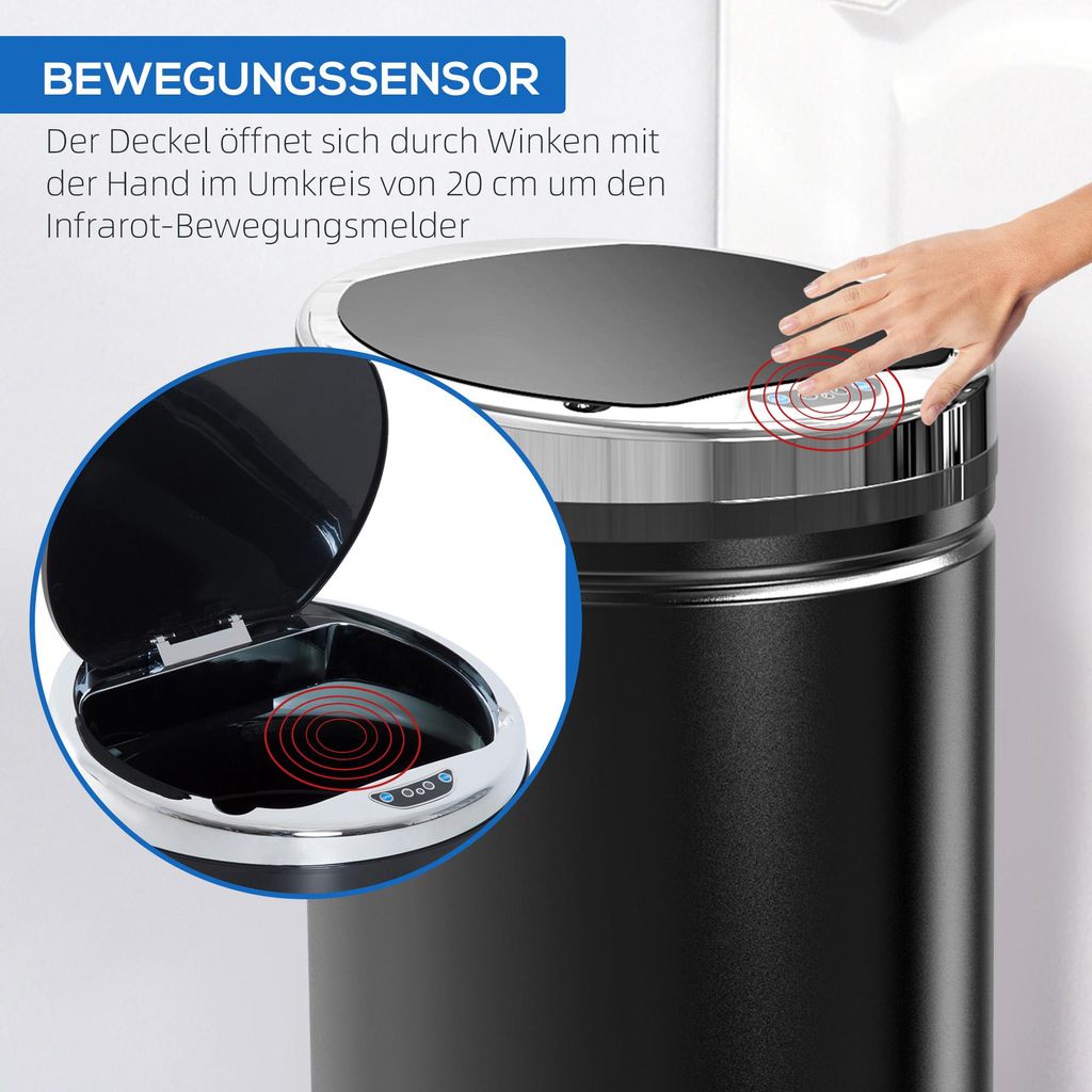 HOMCOM Sensor Mülleimer 42L, Elektrisch Automatischer