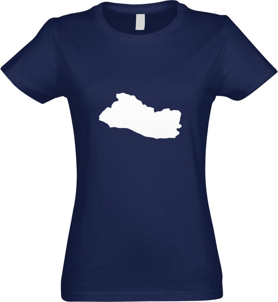 Kiwistar - T-Shirt tailliert - Damen - Navy - EL Salvador Umriss Kontur - mit Motiv Bedruckt - Funshirt Design - Sport - Freizeit - Damen - S