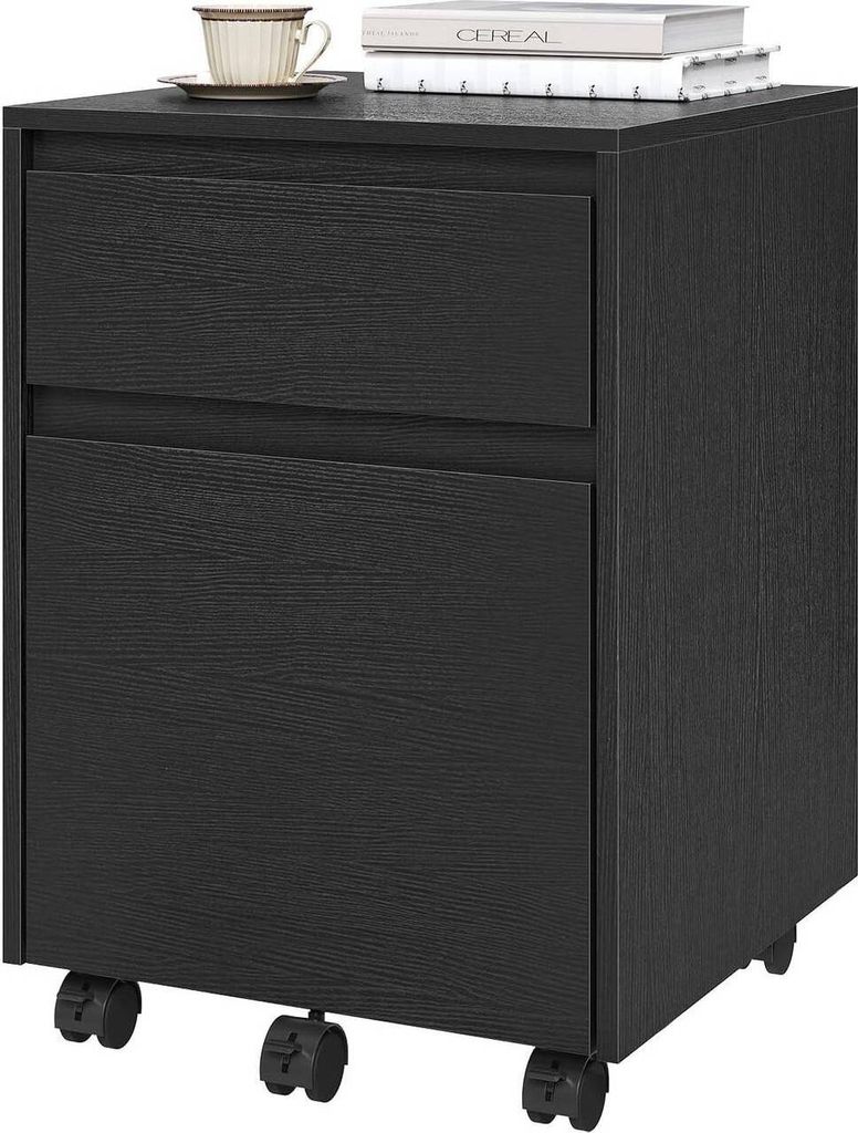 WOLTU Rollcontainer, Aktenschrank mit 2 Schubladen, Druckerschrank, 40x56x40cm : Schwarz Farbe: Schwarz