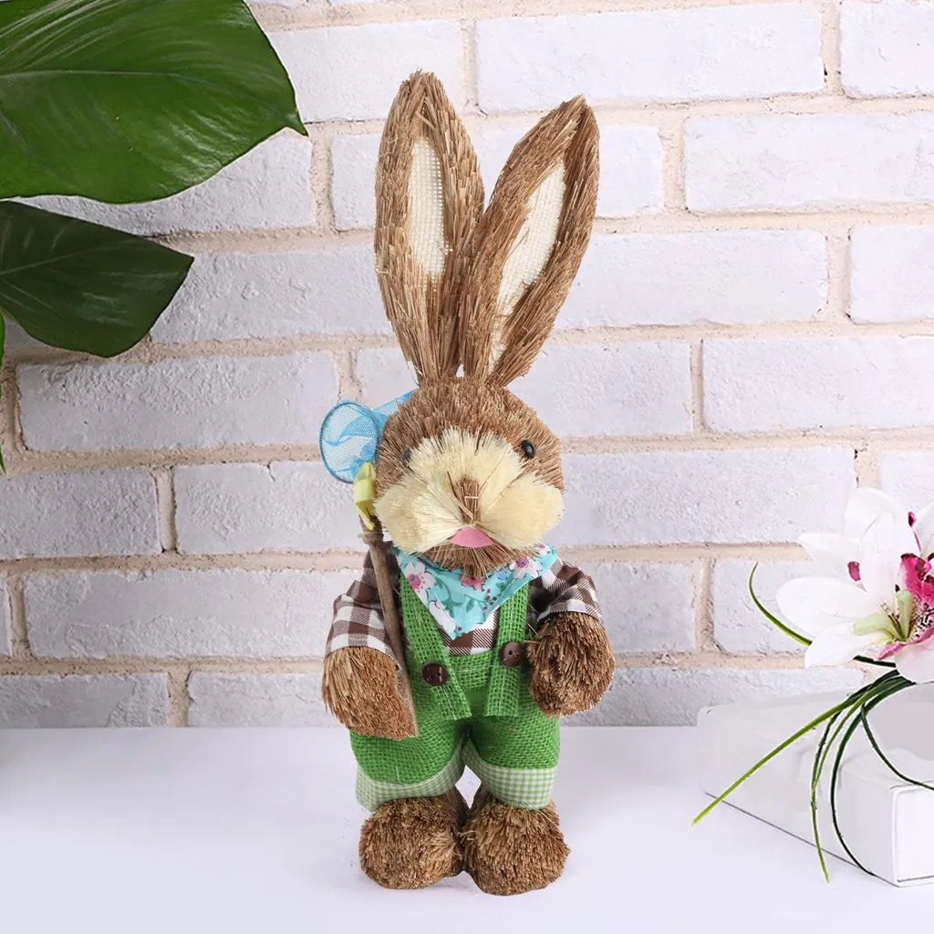 Lapin de Pâques en simulation de paille tressée main - Modèle 2024