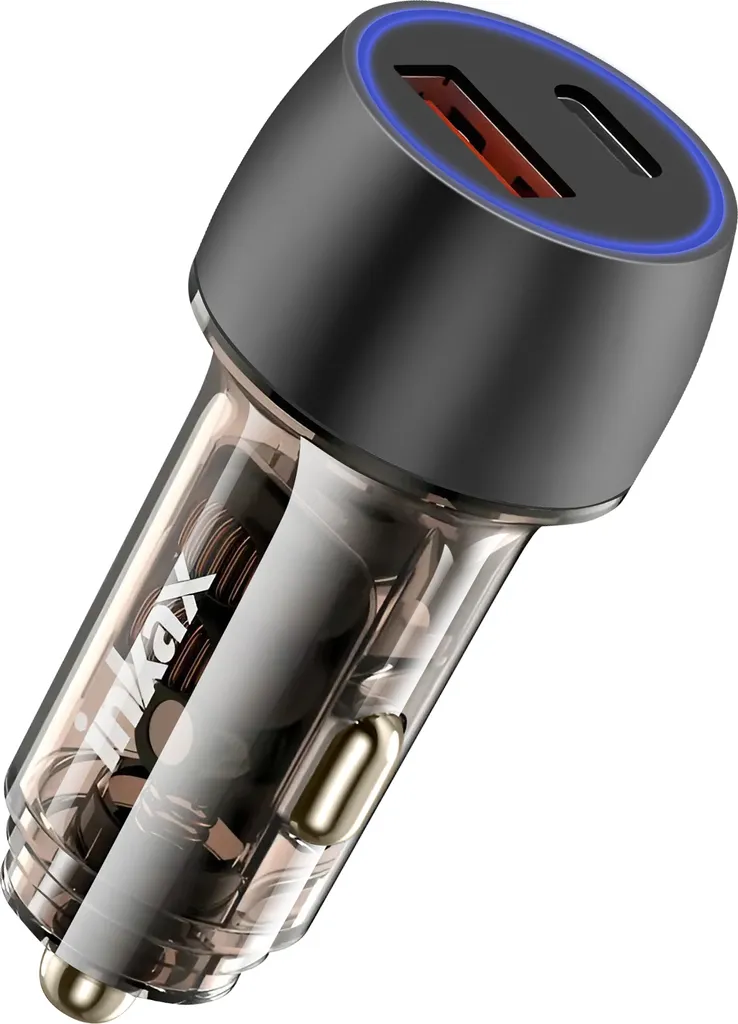Caricabatterie Auto Rapido Inkax 48W USB-C Display LED Trasparente