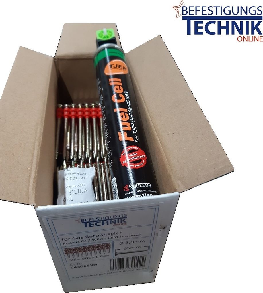 Betonnägel 3,0x32mm XH +1xGas für Betonnagler Würth Diga CSM-1 Powers Trak-IT C4 CS-70 B