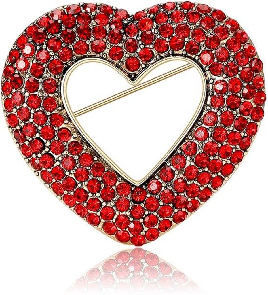 Hartvormige Broches mit Edelsteinen, uni, Casual Partyaccessoires, ein schönes Geschenk für Freunde (rot).