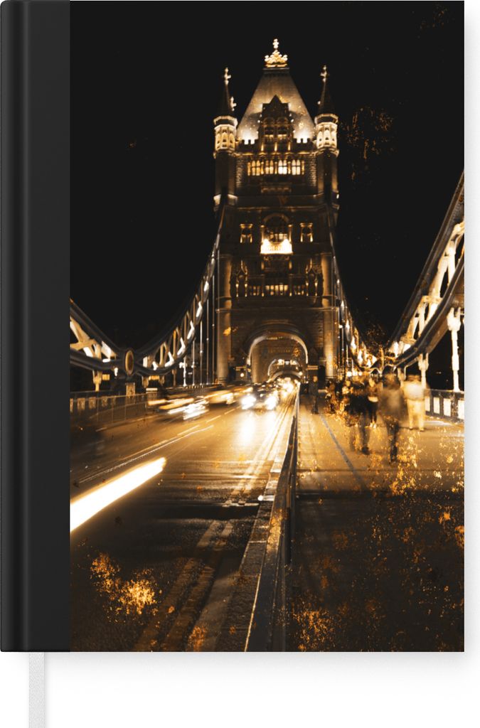 MuchoWow Notizbuch Tagebuch Haushaltsbuch Notebook A5 Gold - Brücke - Tower Bridge - Notizblock - Notizheft - Notebook - Schreibblock - Papier