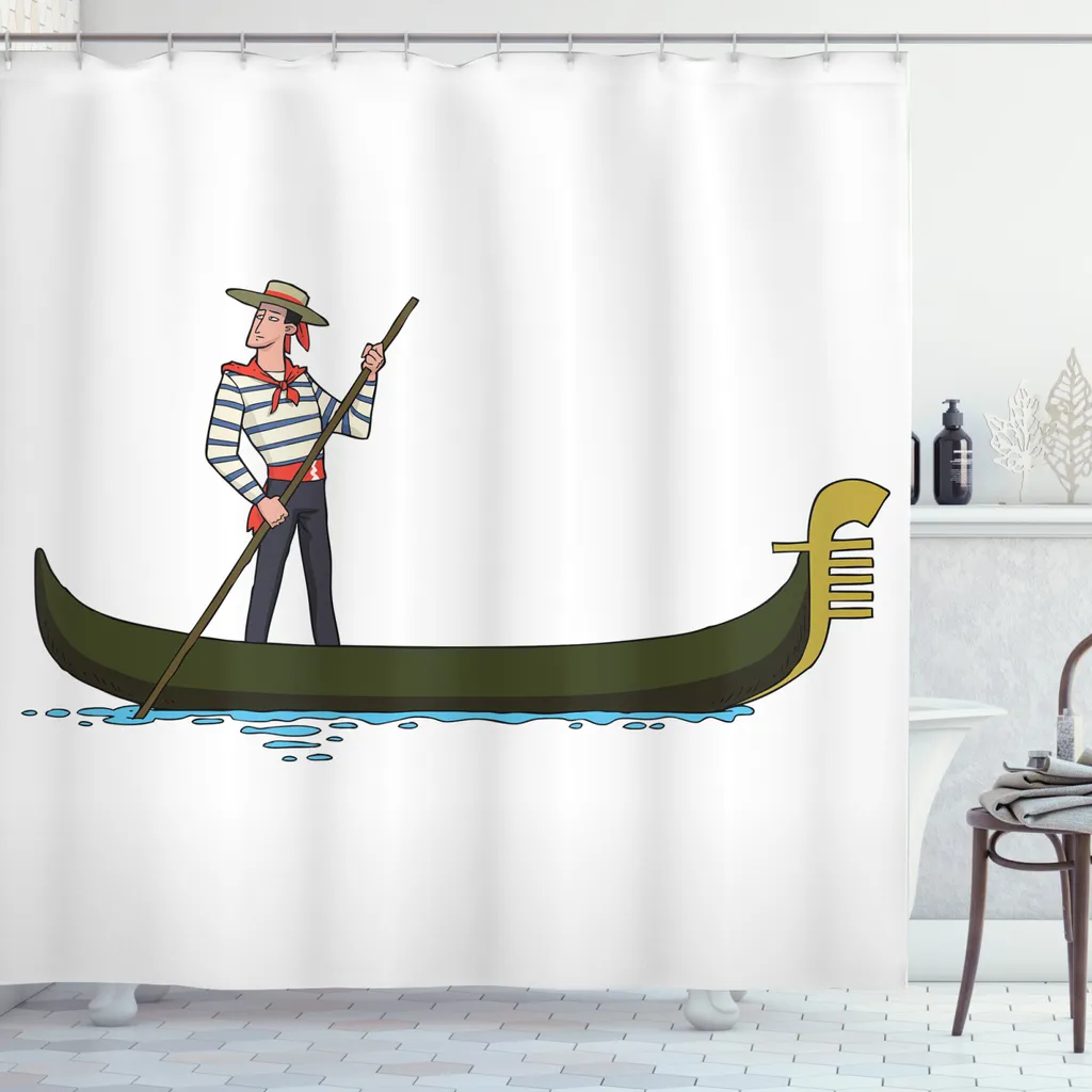 Grand rideau de douche opaque à motif italien 175x240 cm pour baignoire