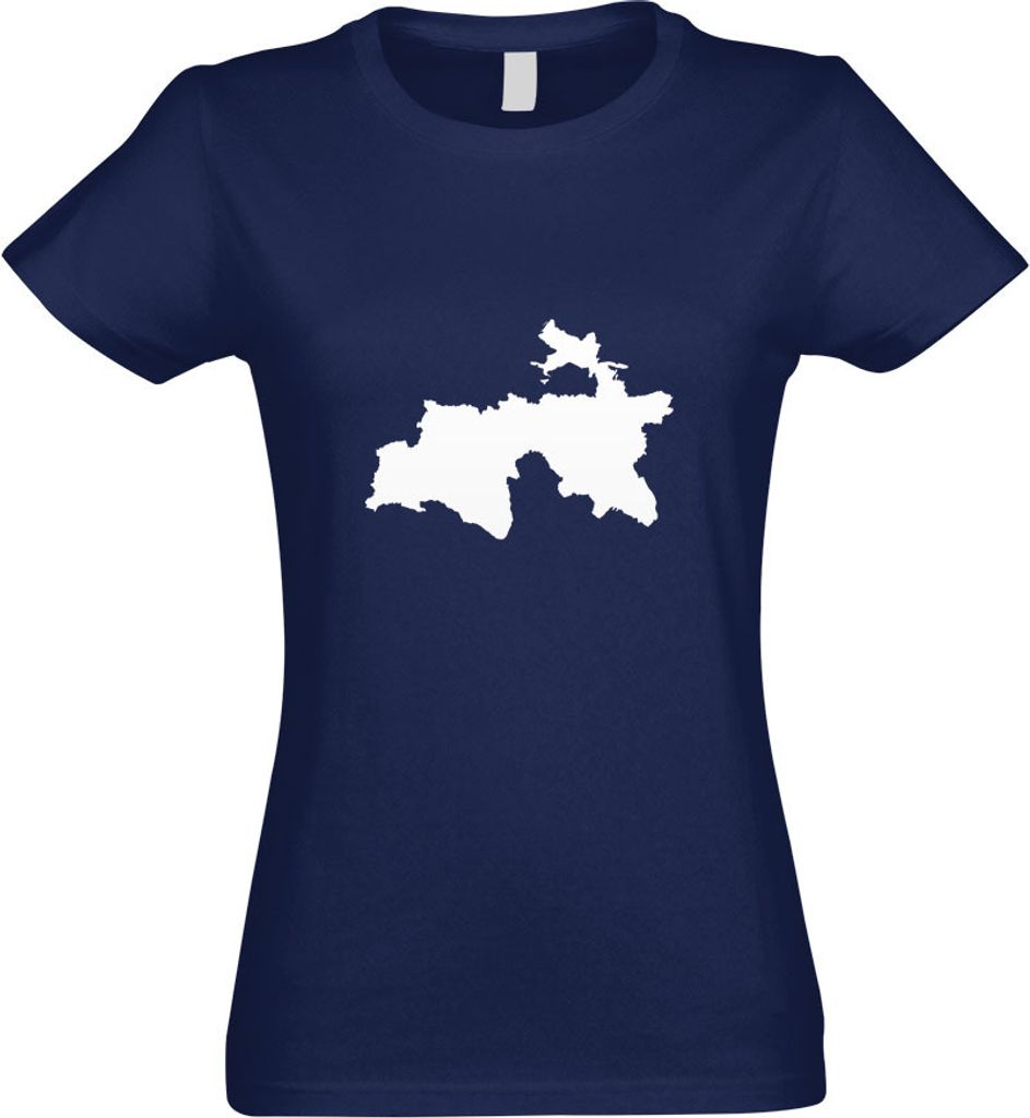 Kiwistar - T-Shirt tailliert - Damen - Navy - Tadschikistan Umriss Kontur - mit Motiv Bedruckt - Funshirt Design - Sport - Freizeit - Damen - XL