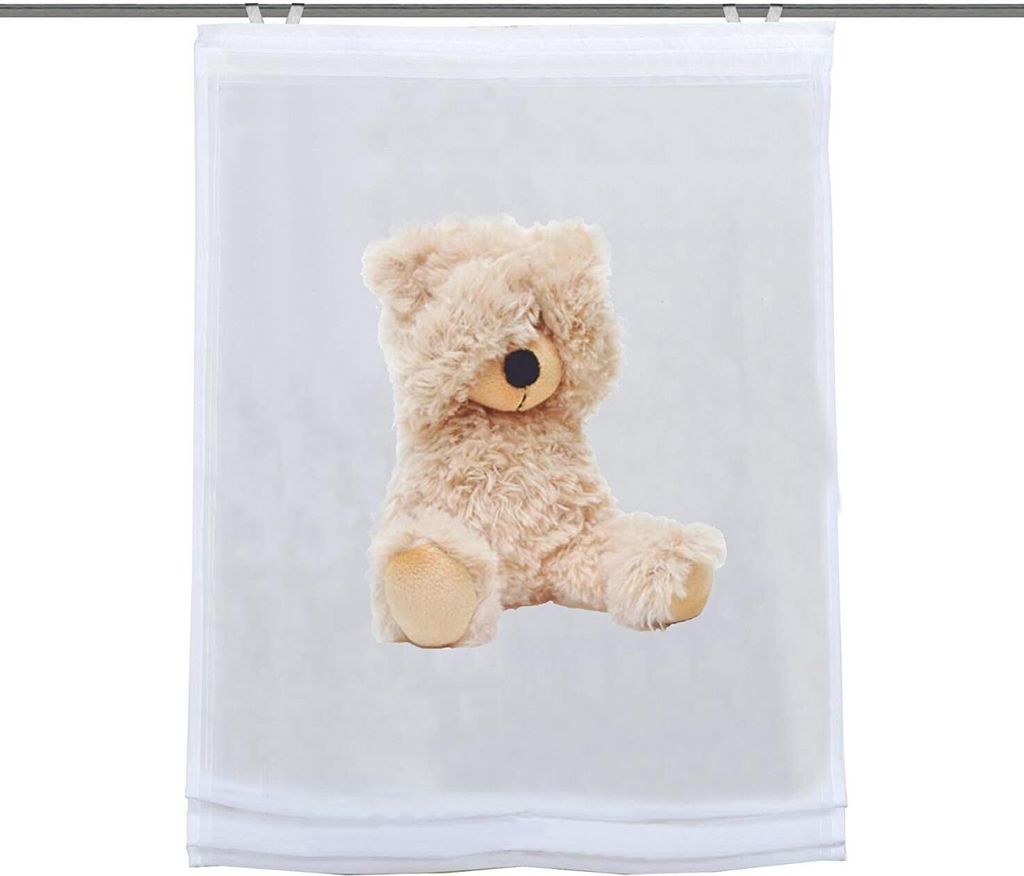 Digitaldruck Raffrollo Breite 60 Höhe 140 | bedrucktes Rollo Canton creme Teddy Bär