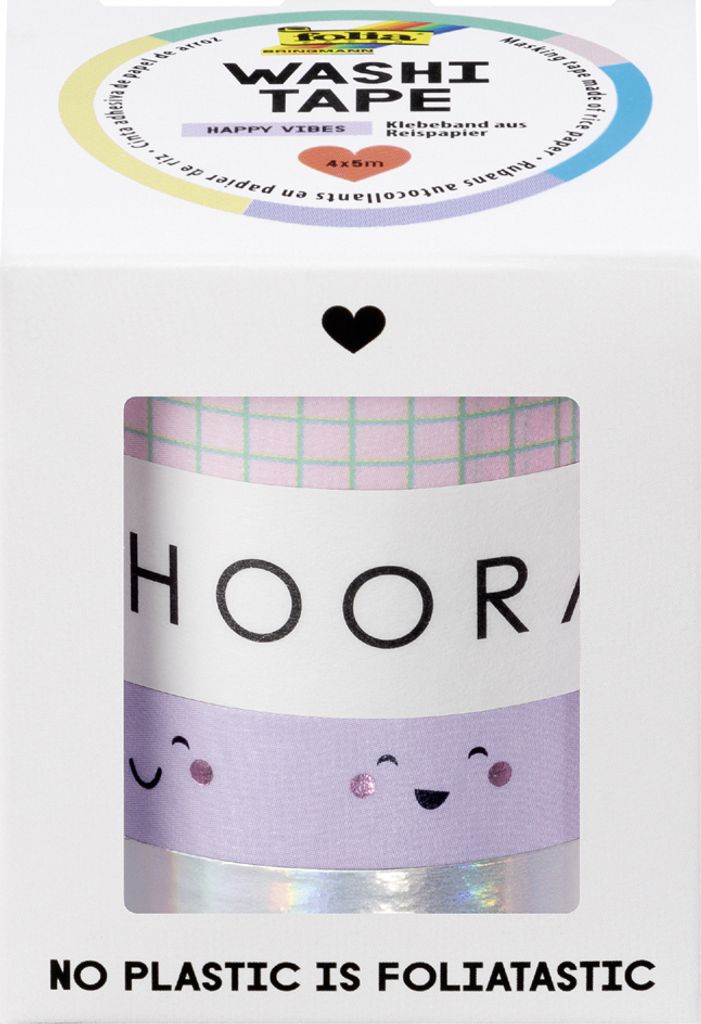 folia Deko-Klebeband Washi-Tape "HOTFOIL HAPPY VIBES" 4er