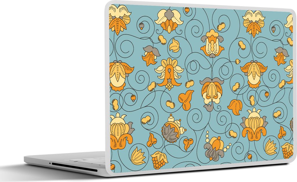 MuchoWow Laptop Aufkleber Sticker Cover Muster - Vintage - Blumen 32.5x23.5 cm - Sticker für Laptop - Selbstklebend