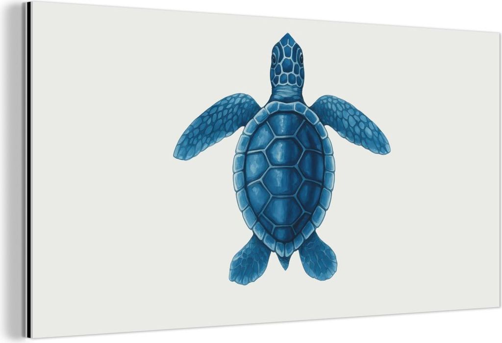 MuchoWow Wanddekoration Metall Metallbild Wandkunst 40x20 cm Schildkröte - Blau - Schild MuchoWow Aluminium Gemälde - Bild - Aluminium