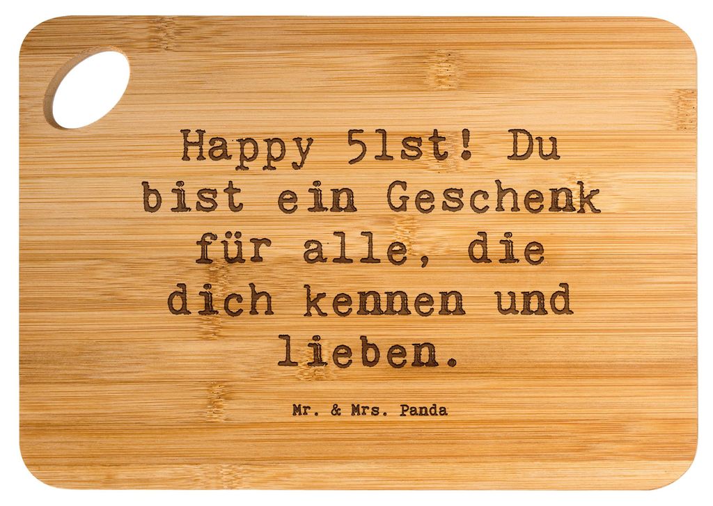 Mr. & Mrs. Panda Holzbrett Spruch 51. Geburtstag Geschenk - Transparent - Jubiläum, Holzbrettchen, Happy Birthday, Brett, Schneidebrett, Geburtsta...