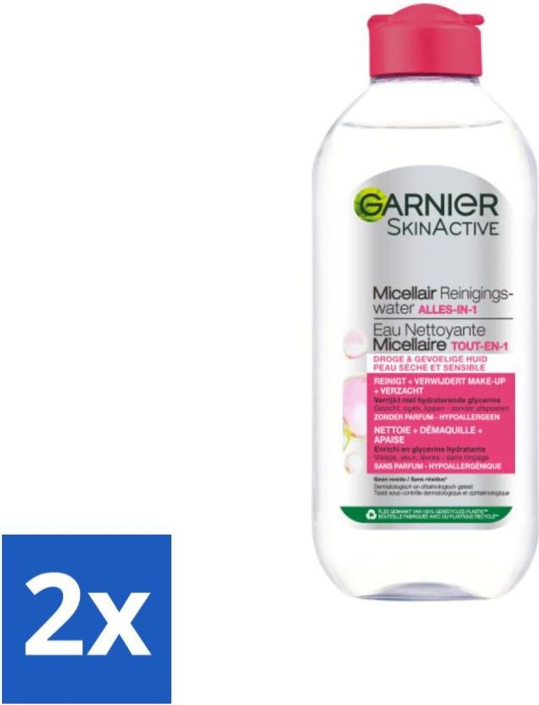 Garnier - SkinActive - Mizellen-Reinigungswasser - Trockene & empfindliche Haut - Feuchtigkeitsspendend & Reinigend - 400 ml - Vorteilspack - 2 St...