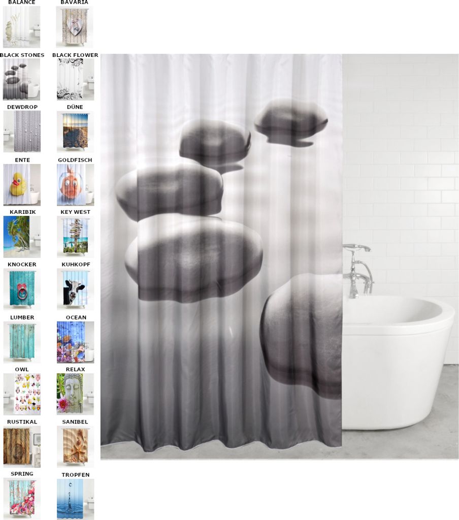 SANILO® Black Stones sprchový záves 180 x 200 cm Obrázok produktu 