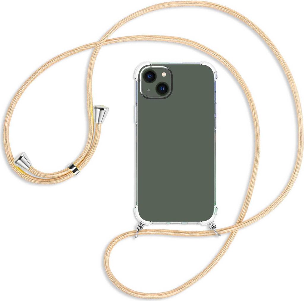 Handykette Backcover-Schutzhülle mit Band (Metall silberfarben) für Apple iPhone 14 Plus (6.7'') - Goldkordel