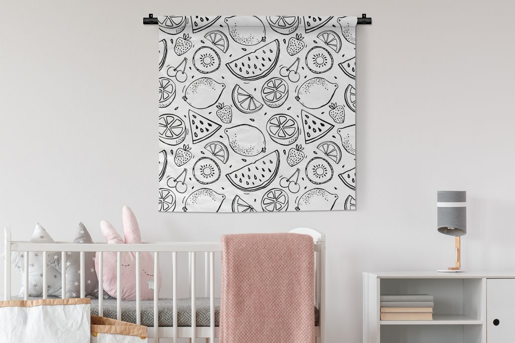 MuchoWow® Wandteppich Wandbehang Zitrone - Kirsche - Produktbild 